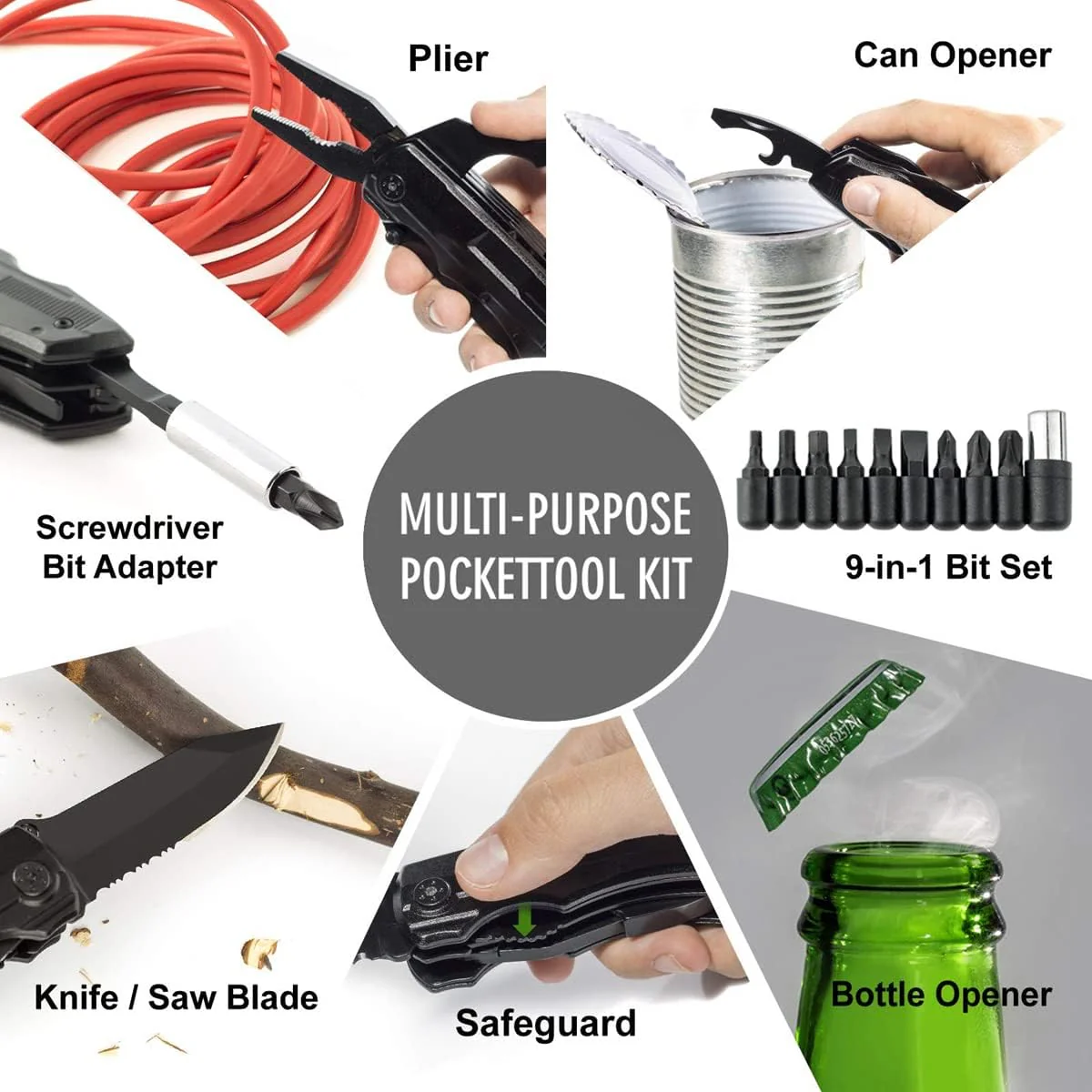 Saker 7 in 1 Stainless Steel Pocket Knife Pliers - Image 4