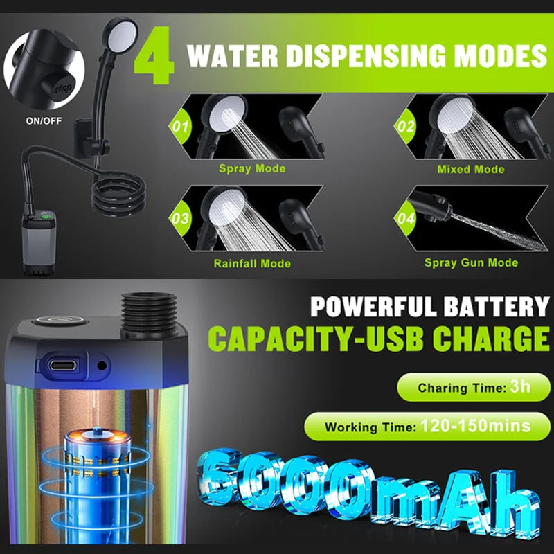 Portable Rechargeable Outdoor Camping Shower Pump - Image 10
