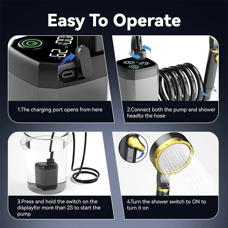 Portable Rechargeable Outdoor Camping Shower Pump - Image 8