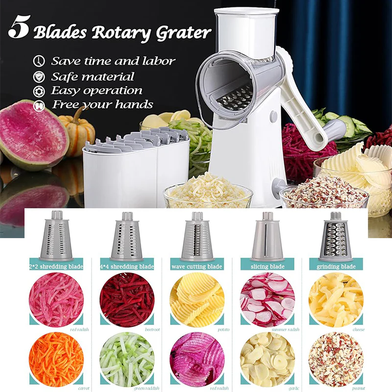 SAKER® 5 in 1 Rotary Cheese Grater Shredder - Image 5