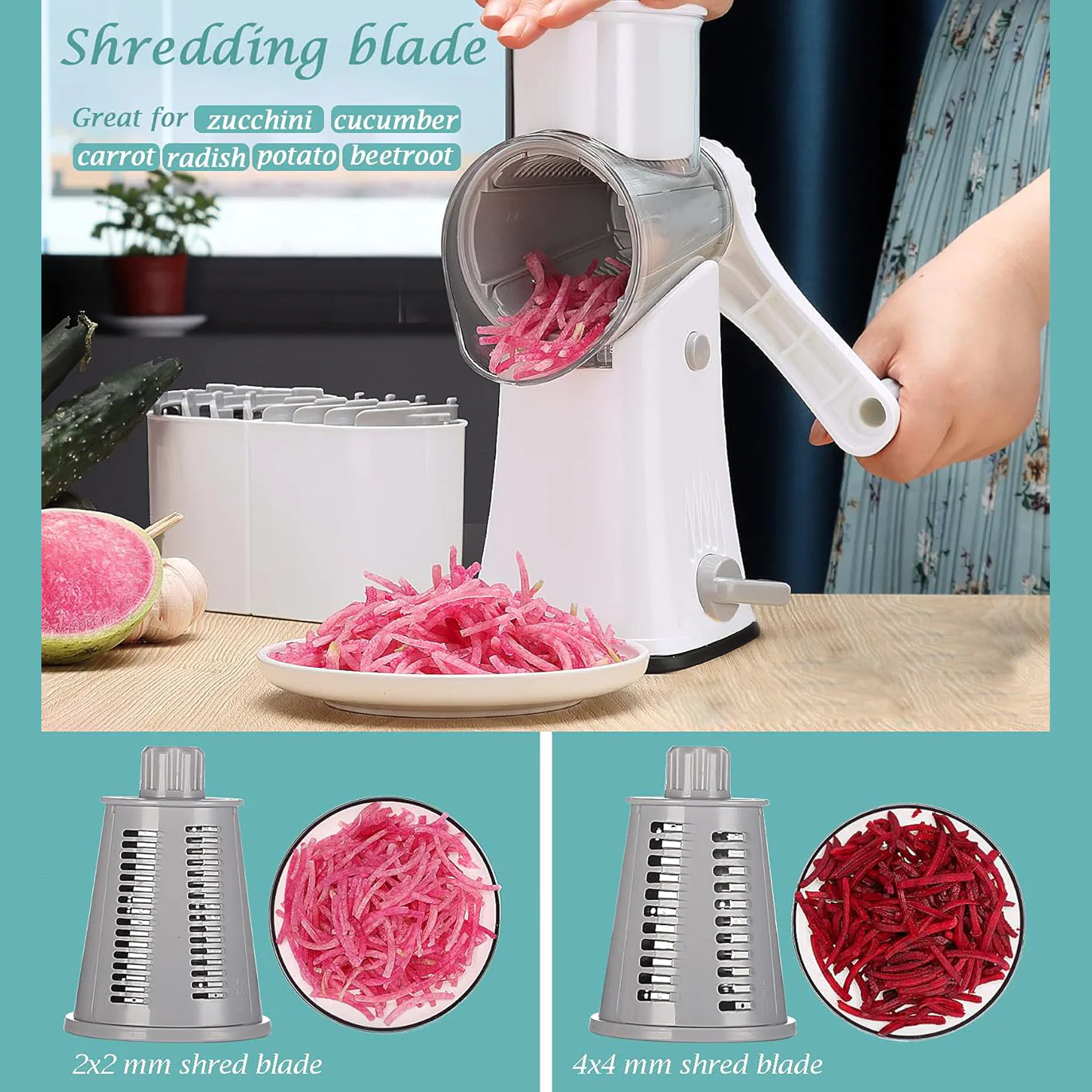 SAKER® 5 in 1 Rotary Cheese Grater Shredder - Image 6