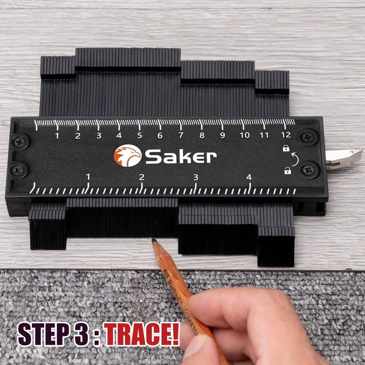 Saker® Contour Gauge Profile Tool With Lock (Black) - Image 11