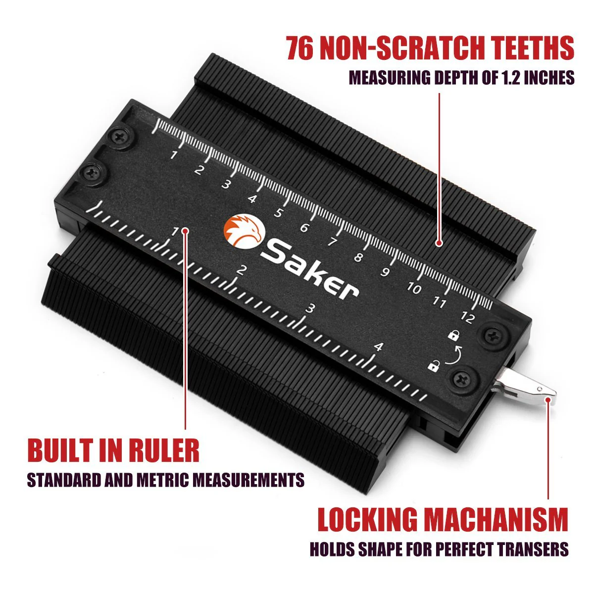Saker® Contour Gauge Profile Tool With Lock (Black) - Image 6