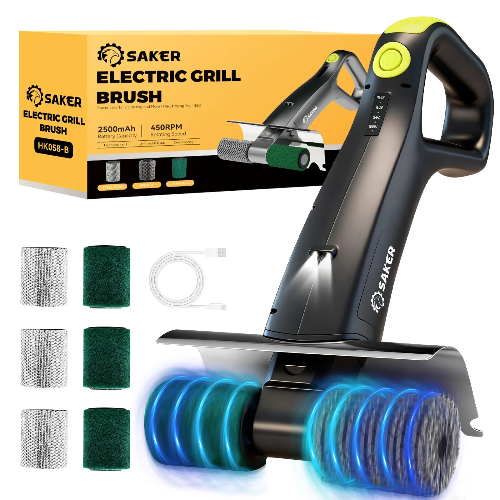 SakerĀ® Electric Grill Brush for Outdoor Grill