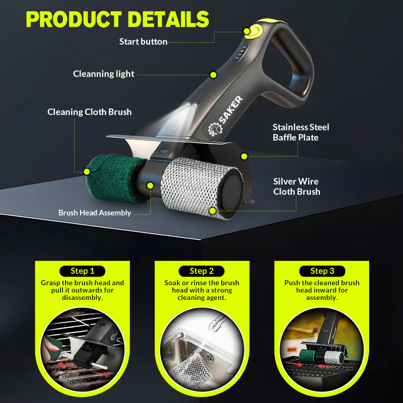 SakerĀ® Electric Grill Brush for Outdoor Grill - Image 7