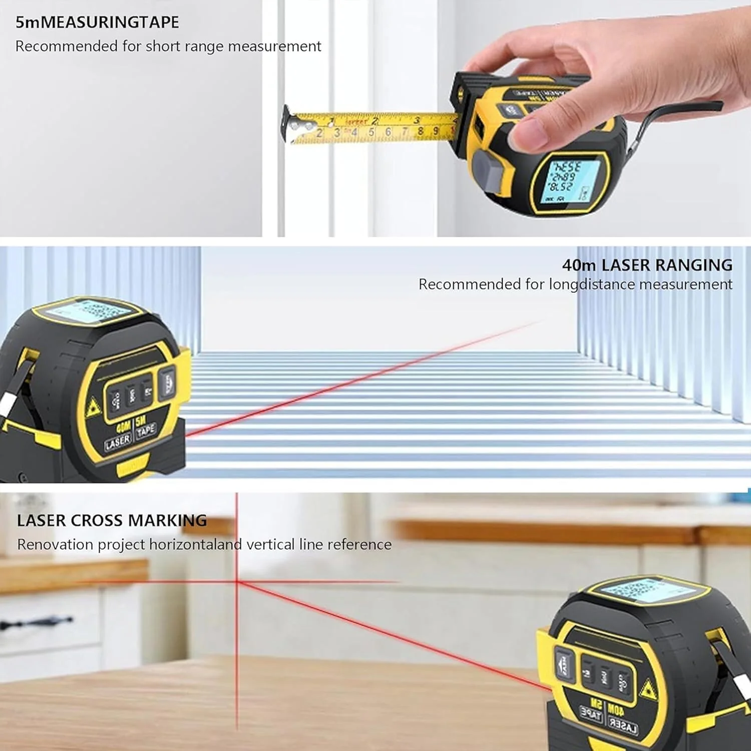 Sakerplus® Portable 3-in-1 Infrared Laser Tape Measuring - Image 6