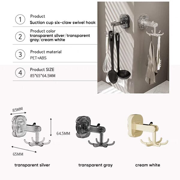 SAKER® Suction Cup Six-Claw Swivel Hook - Image 14
