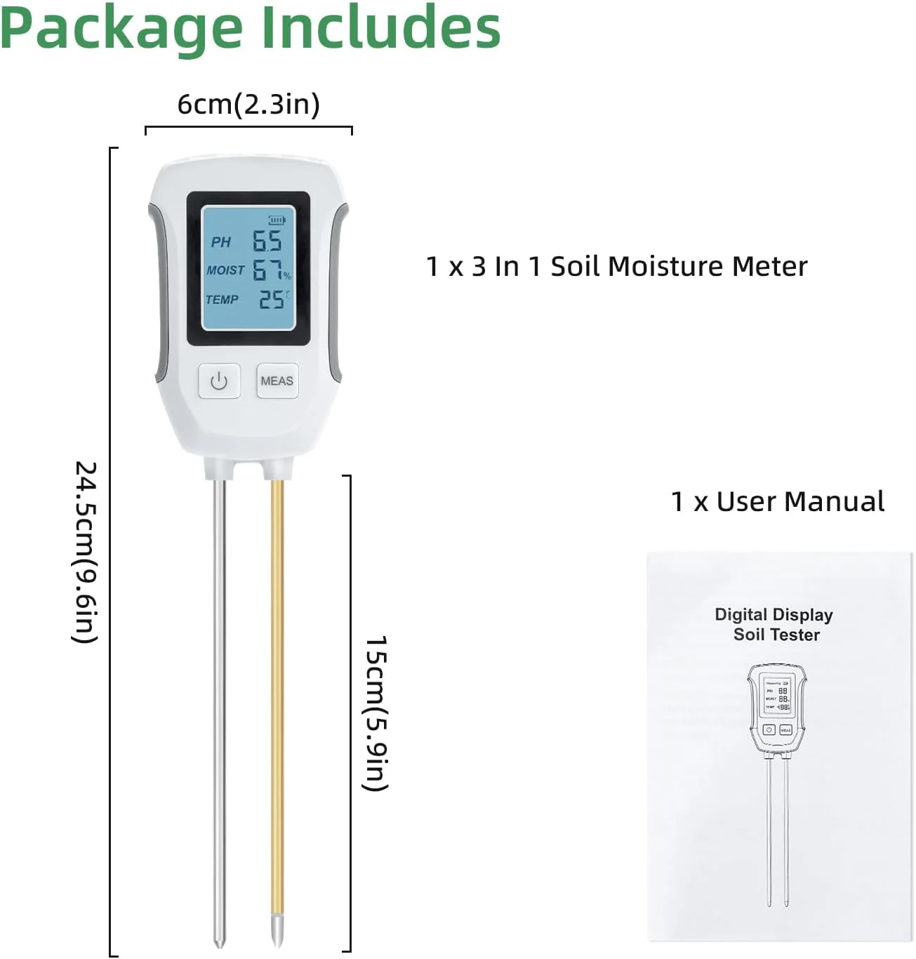Saker 3 in 1 Digital Plant Soil Moisture Meter - Image 10