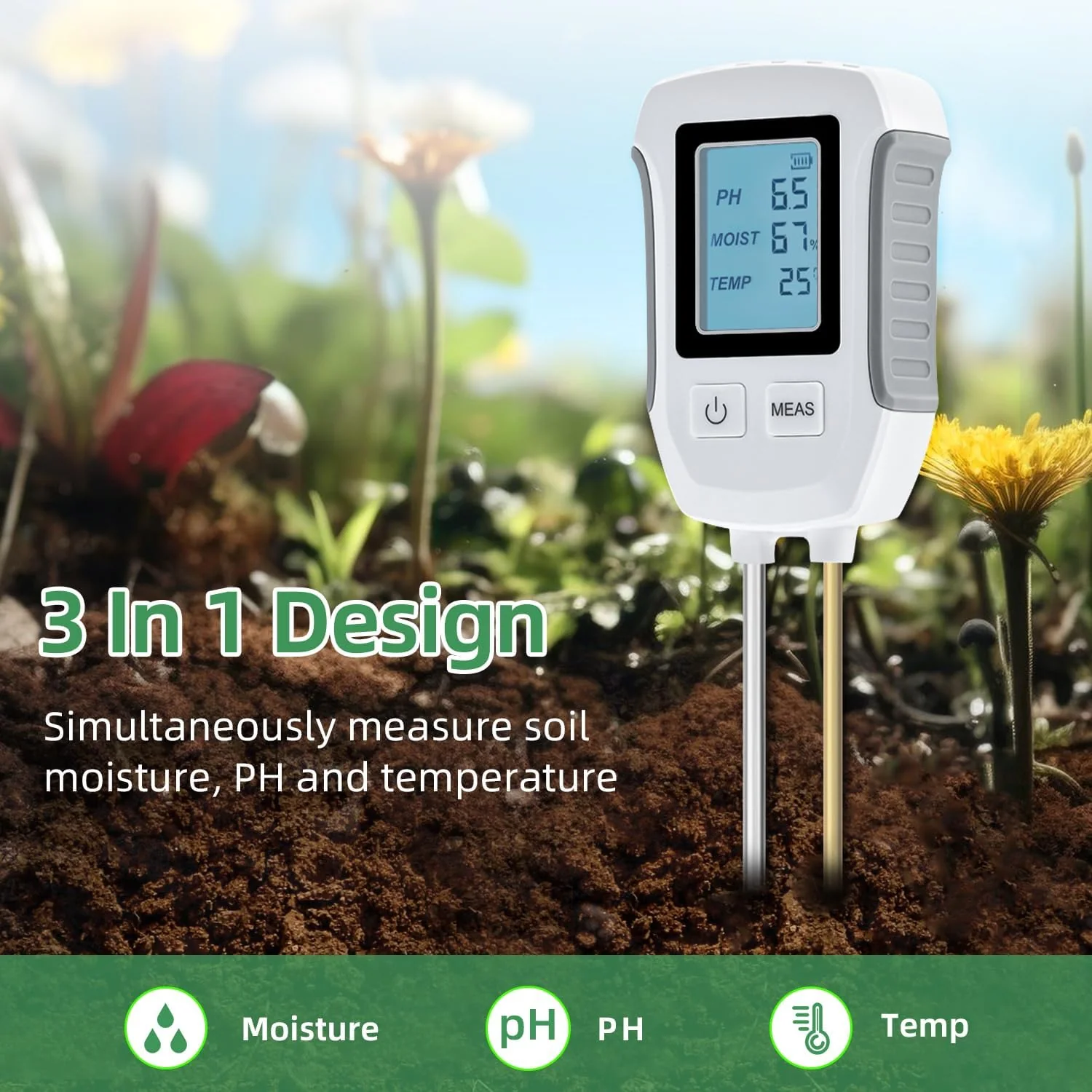 Saker 3 in 1 Digital Plant Soil Moisture Meter - Image 2