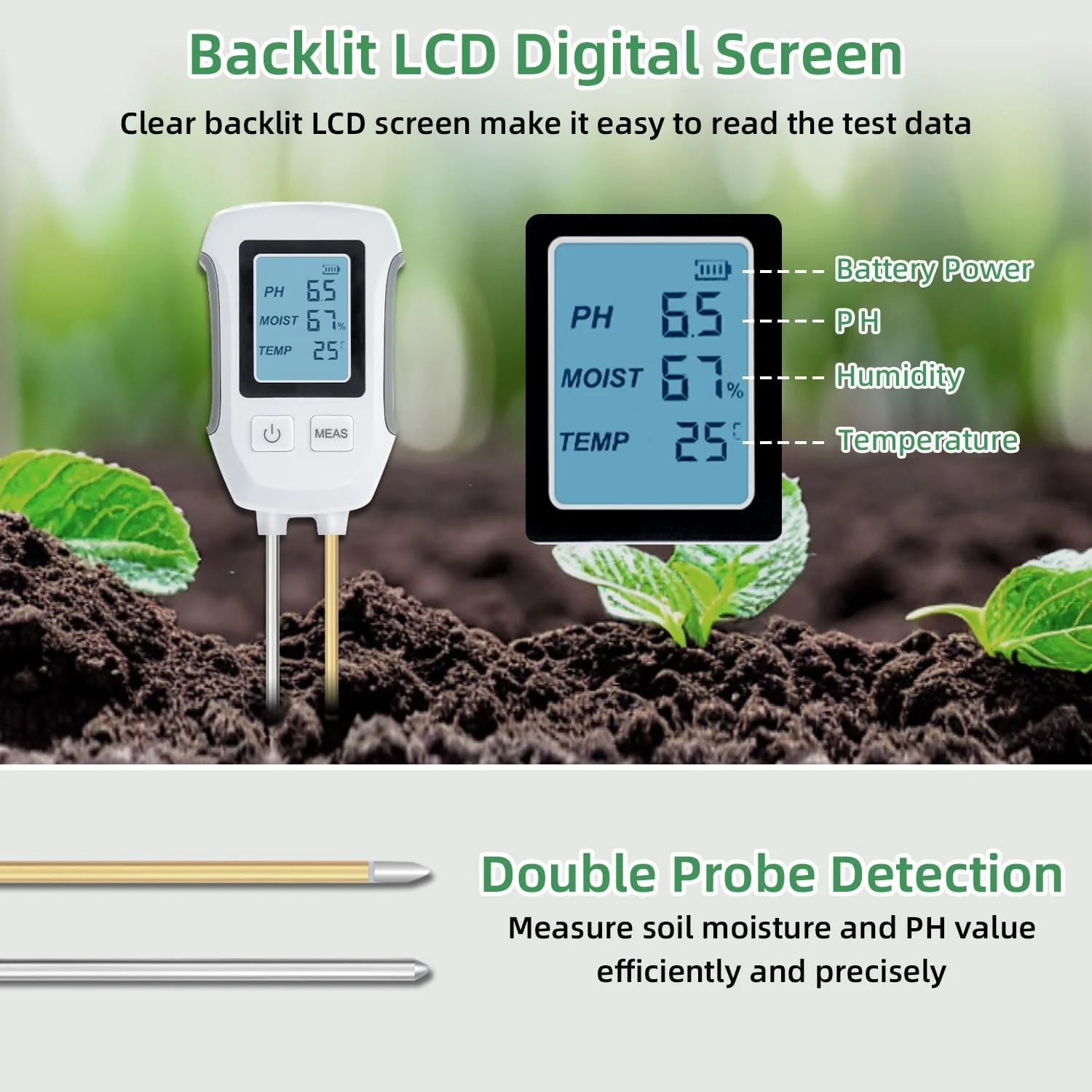 Saker 3 in 1 Digital Plant Soil Moisture Meter - Image 3