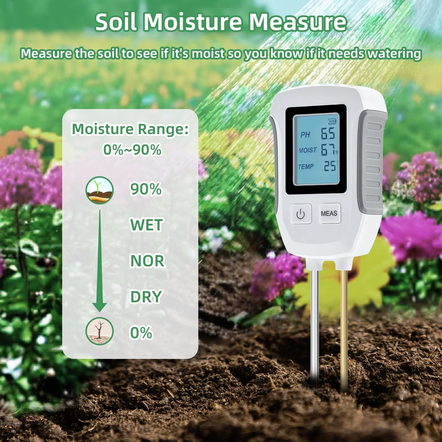 Saker 3 in 1 Digital Plant Soil Moisture Meter - Image 4