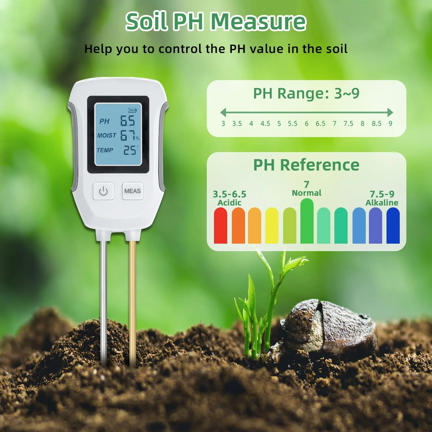 Saker 3 in 1 Digital Plant Soil Moisture Meter - Image 6