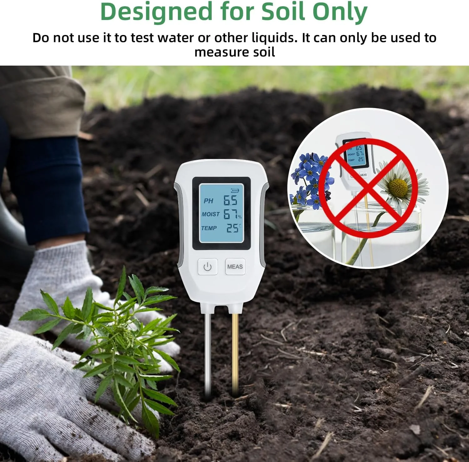 Saker 3 in 1 Digital Plant Soil Moisture Meter - Image 7