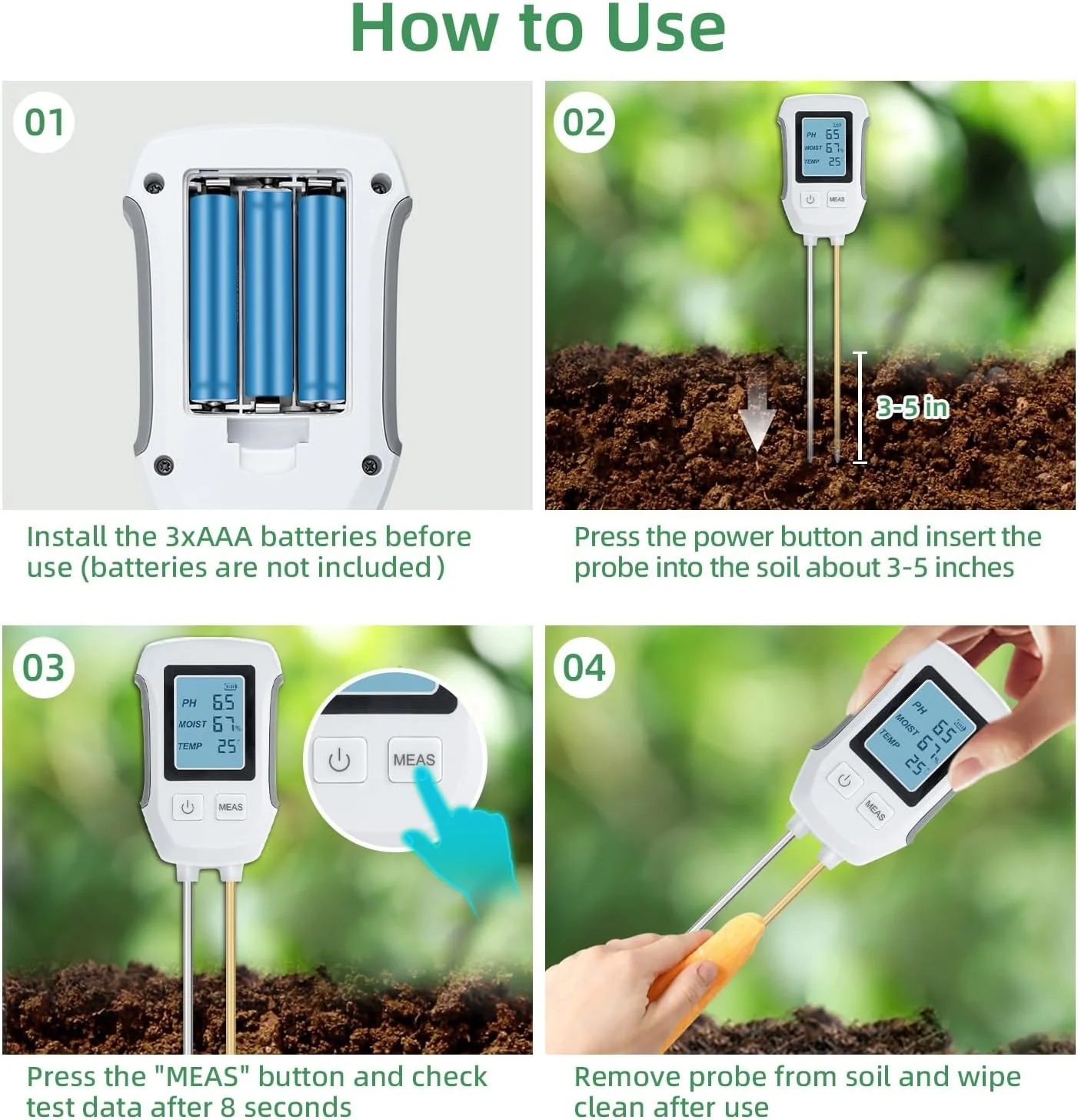 Saker 3 in 1 Digital Plant Soil Moisture Meter - Image 8