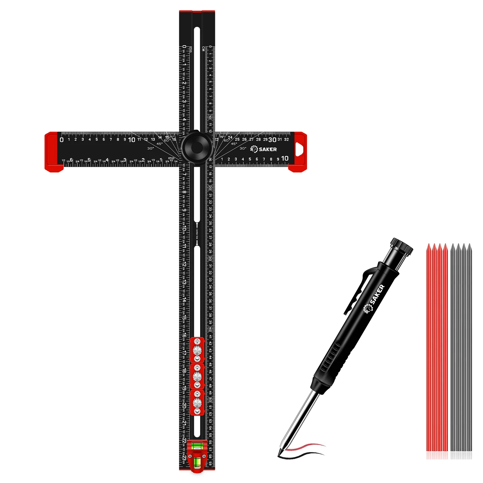Saker 4 in 1 Black Drilling Positioning Ruler - Image 11