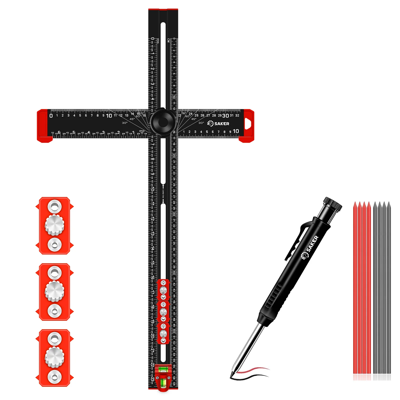 Saker 4 in 1 Black Drilling Positioning Ruler - Image 12