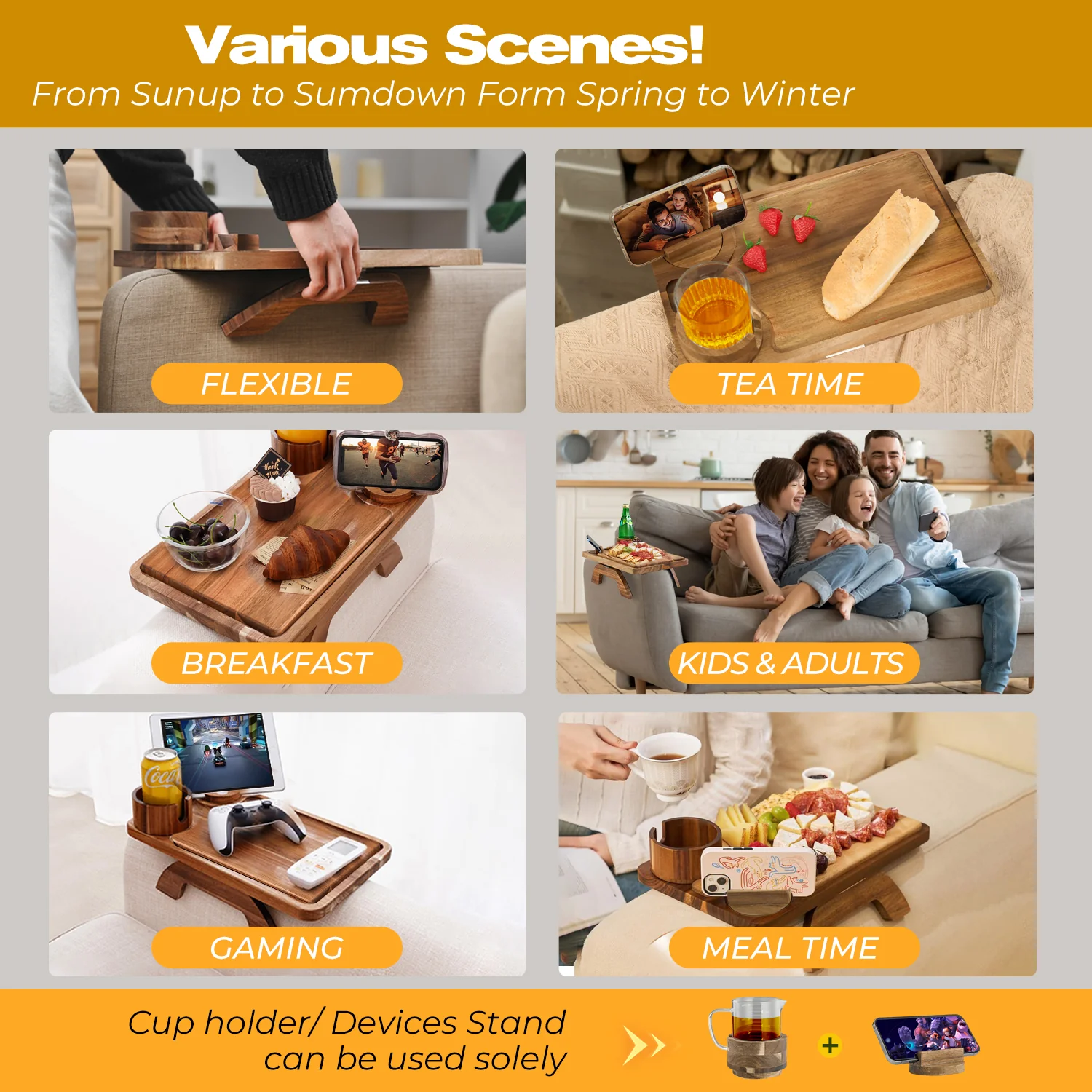 Saker 4-in-1 Couch Arm Table - Image 3
