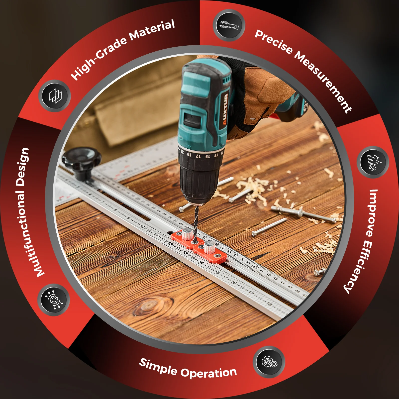 SAKER® 4 in 1 Drilling Positioning Ruler - Image 10