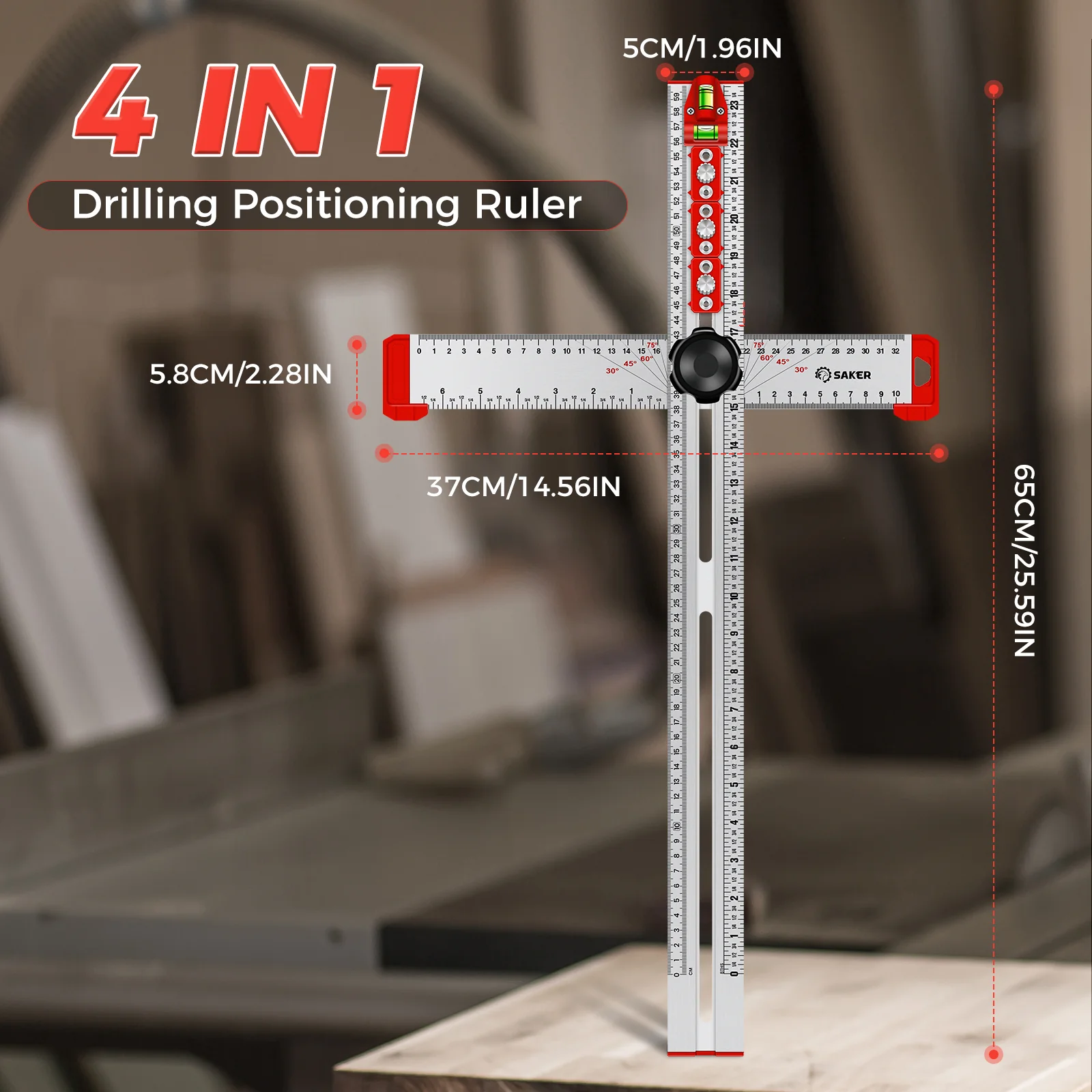 SAKER® 4 in 1 Drilling Positioning Ruler - Image 3