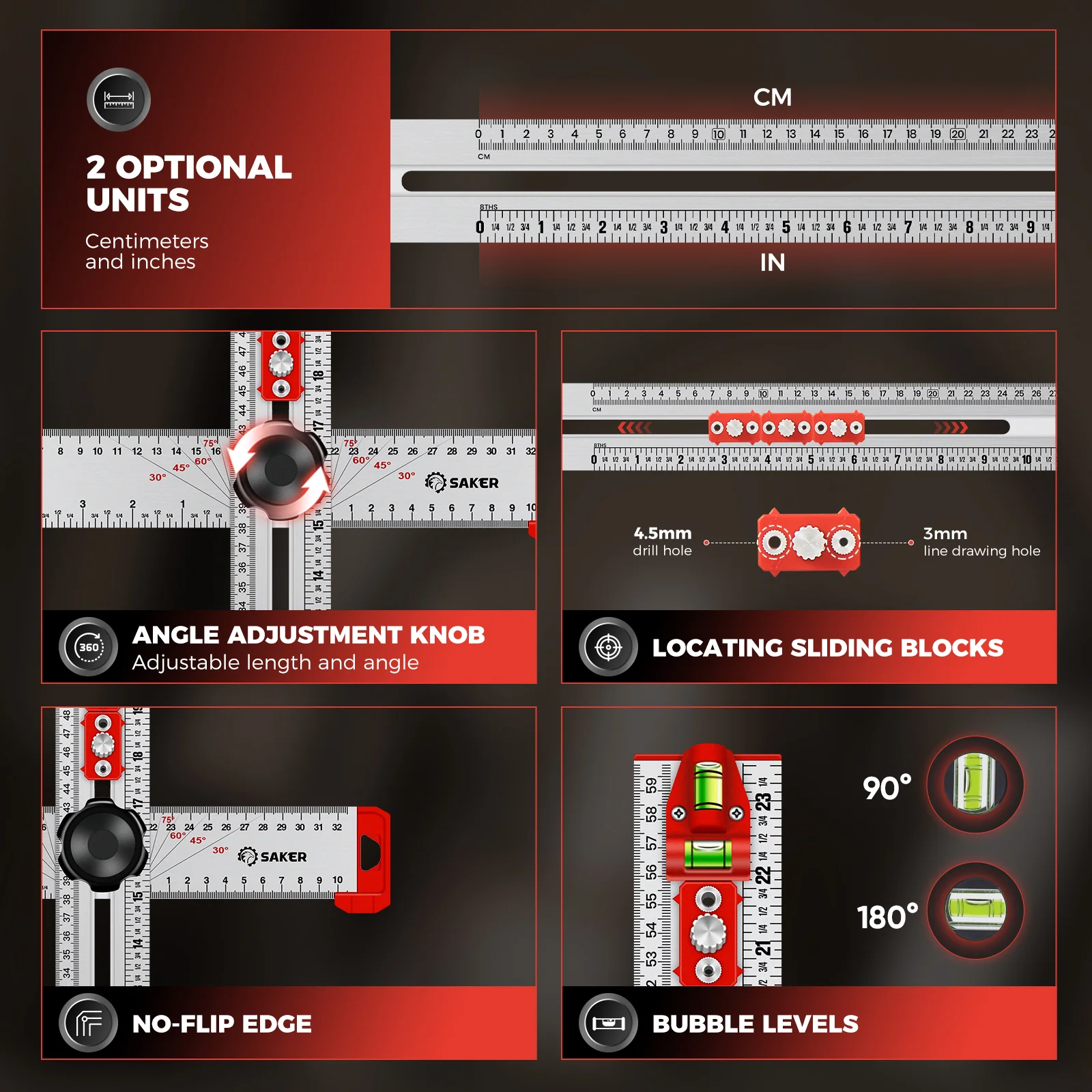 SAKER® 4 in 1 Drilling Positioning Ruler - Image 4