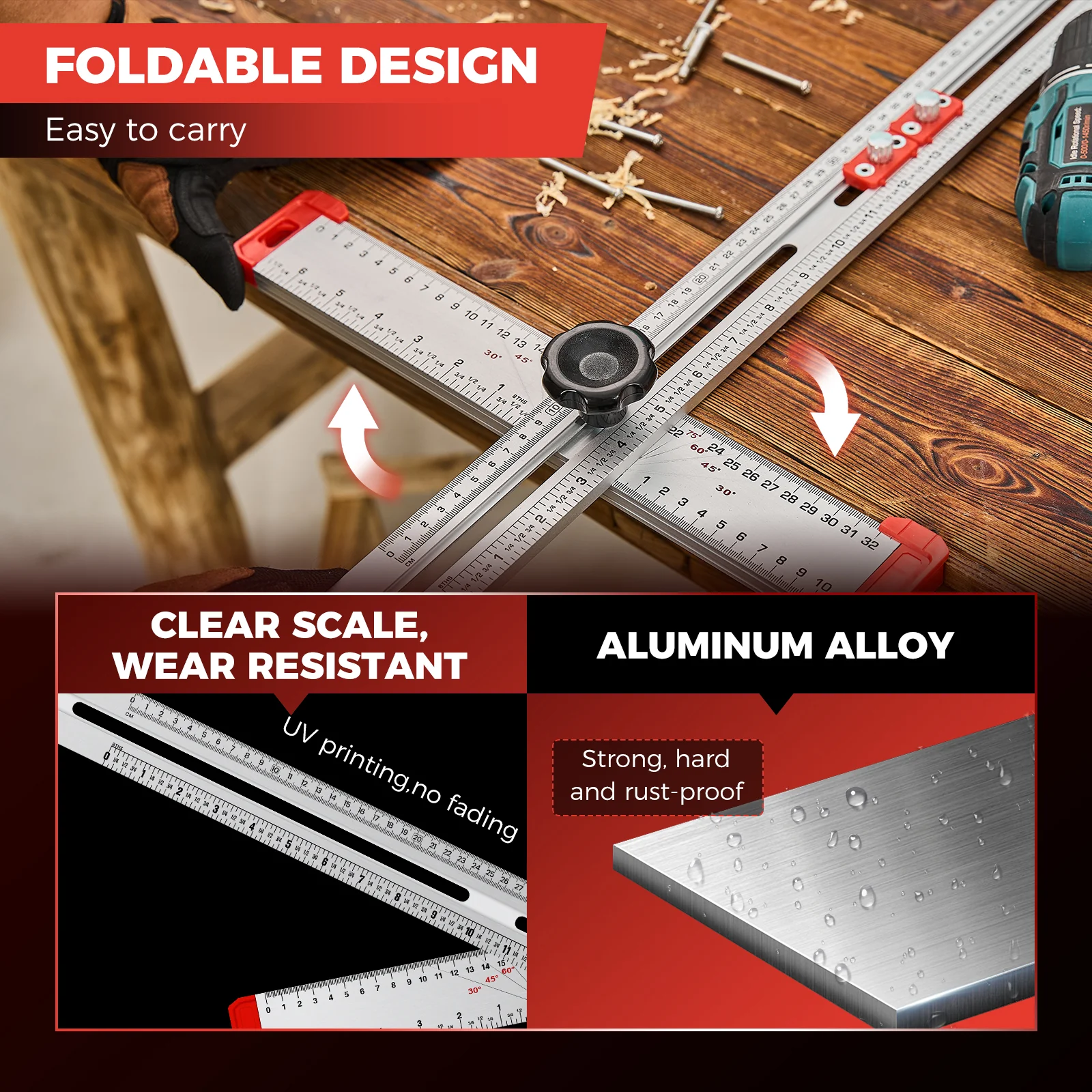 SAKER® 4 in 1 Drilling Positioning Ruler - Image 5