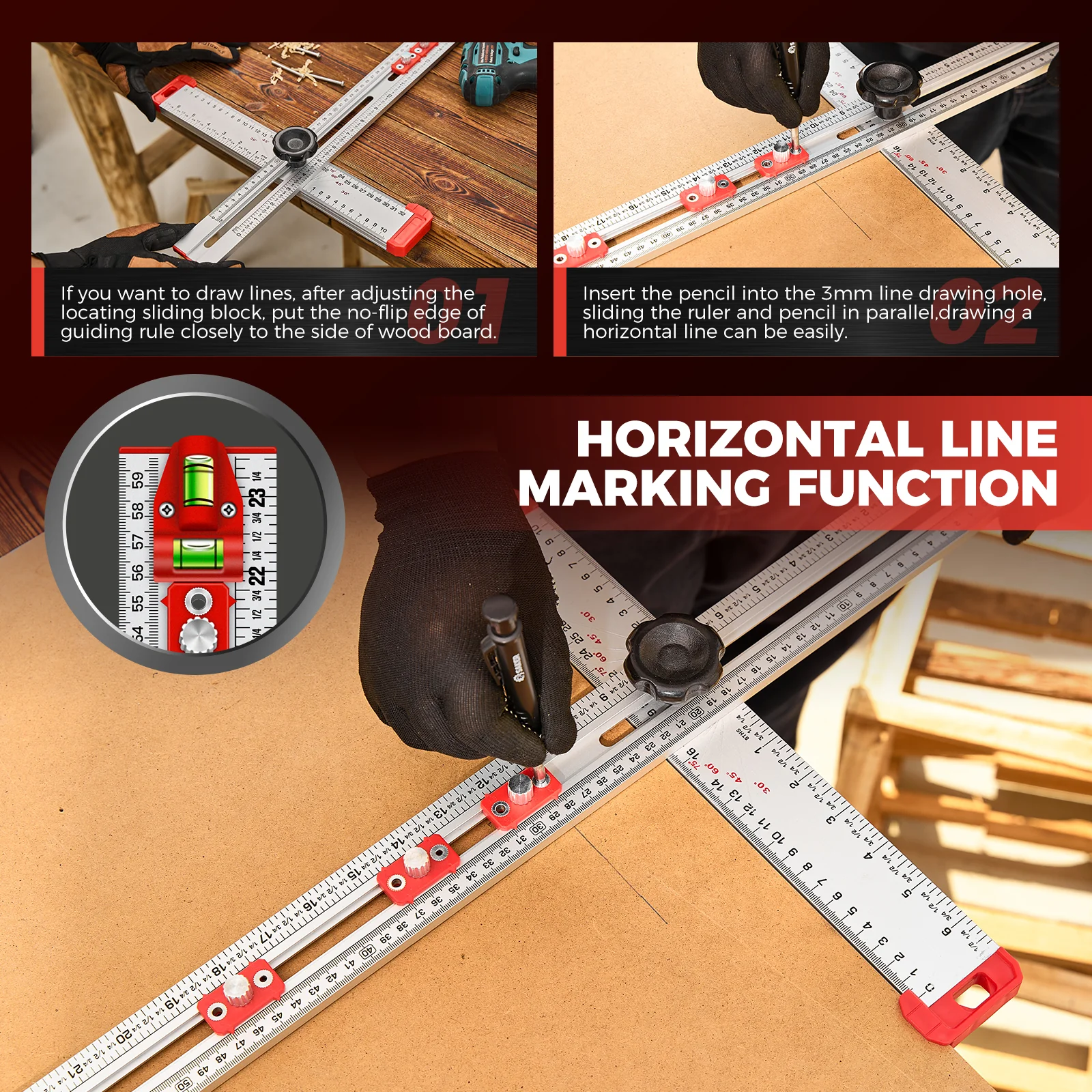 SAKER® 4 in 1 Drilling Positioning Ruler - Image 8
