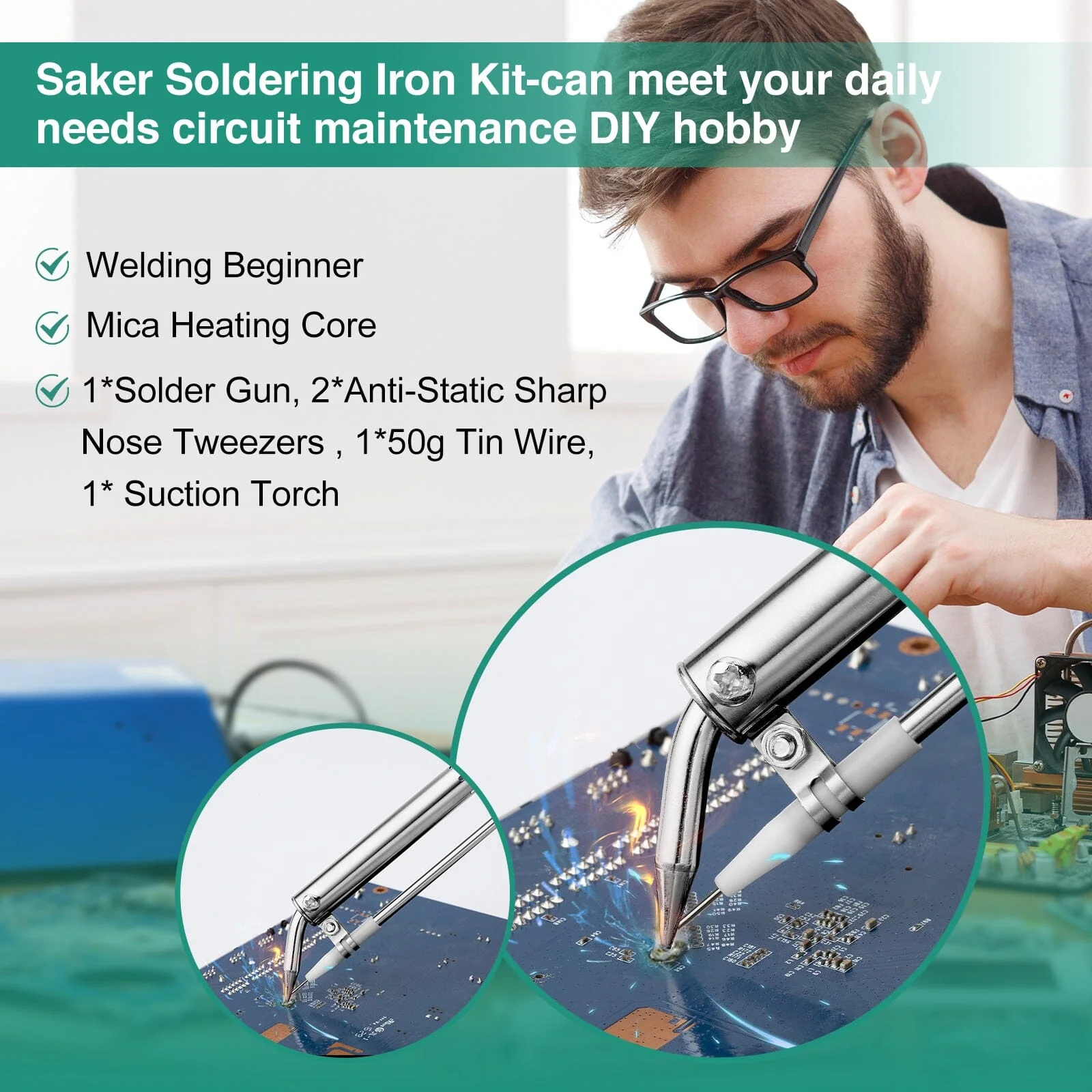 Saker Adjustable Temperature Soldering Iron Kit - Image 7