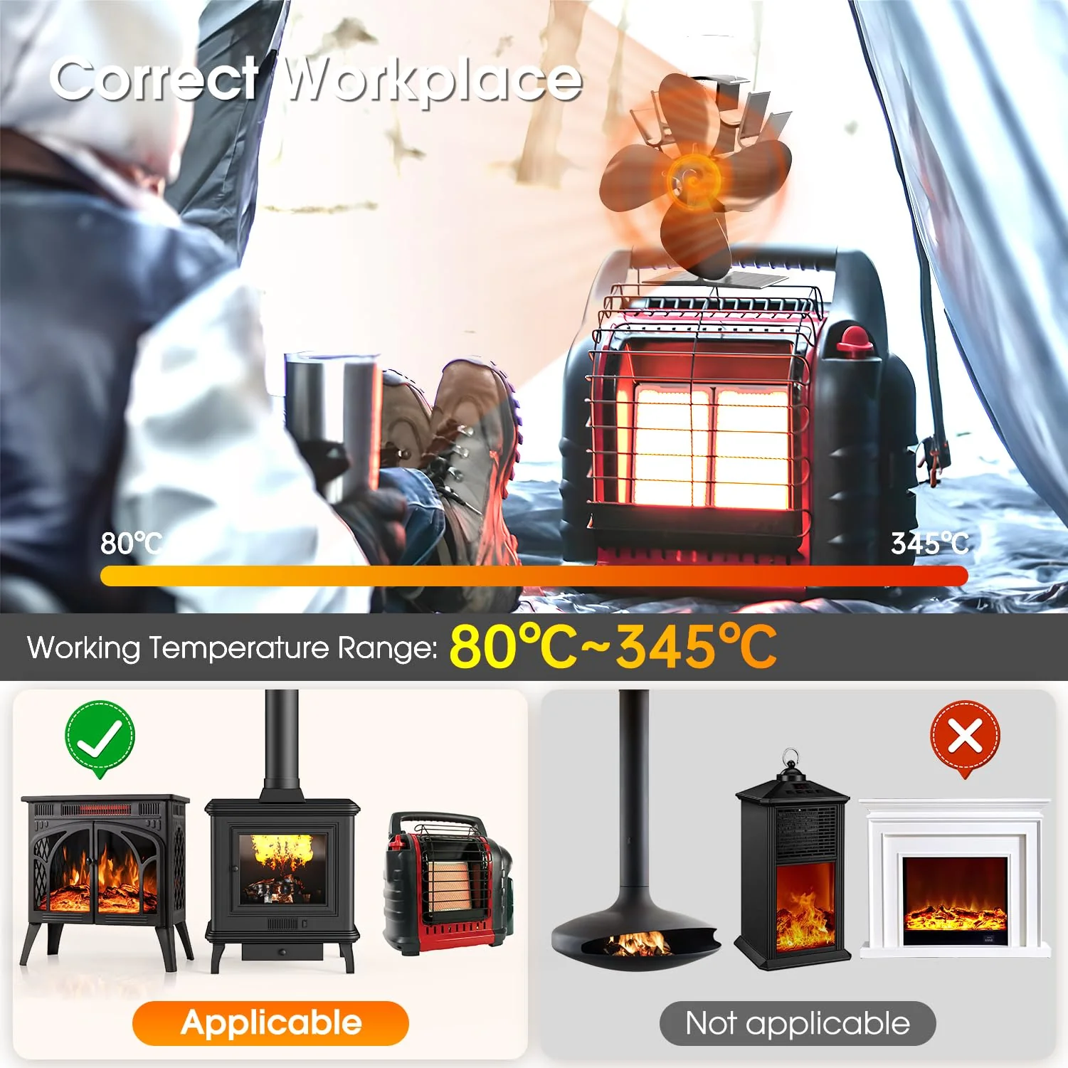 Sakerplus® Heat Powered Wood Stove Fan - Image 3