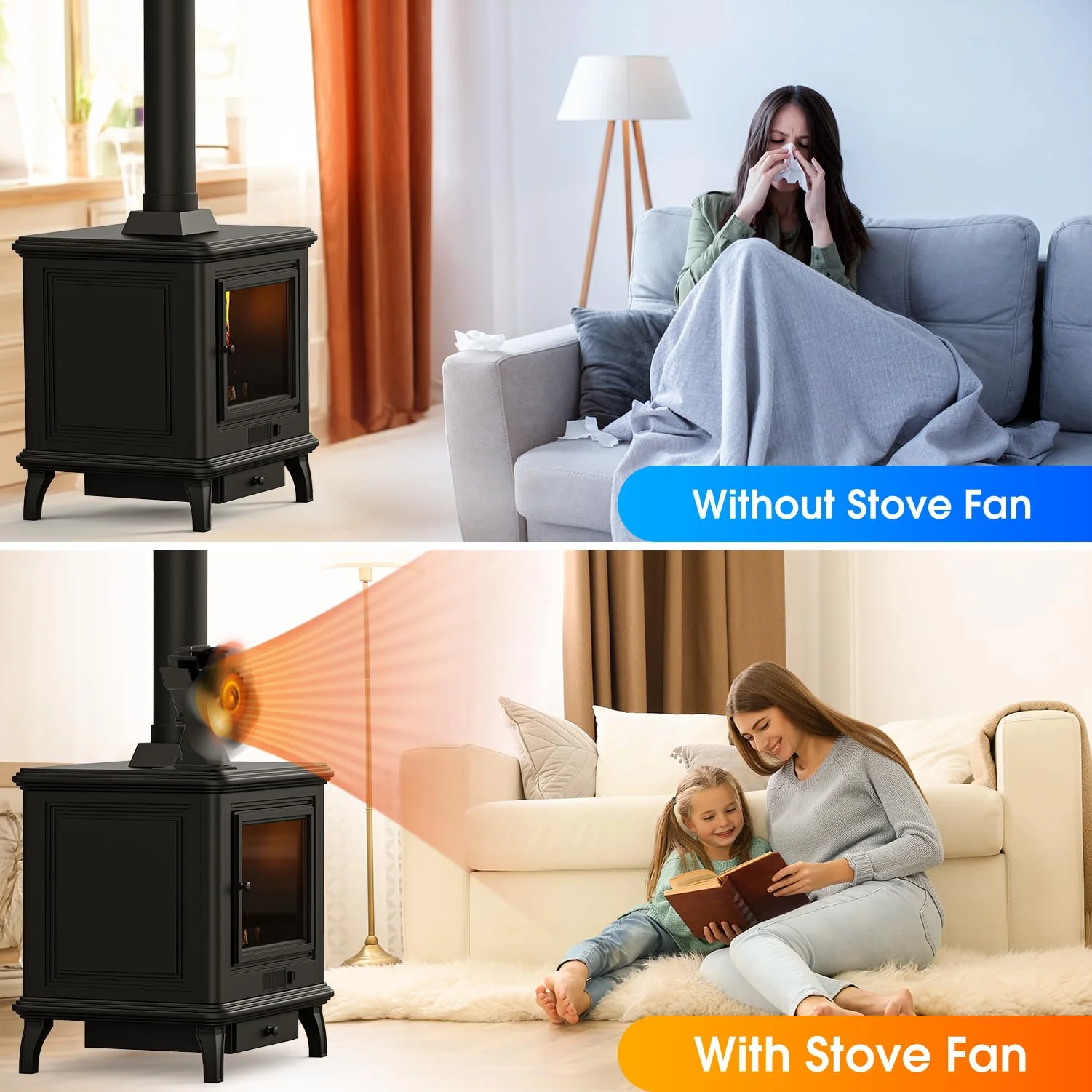 Sakerplus® Heat Powered Wood Stove Fan - Image 5