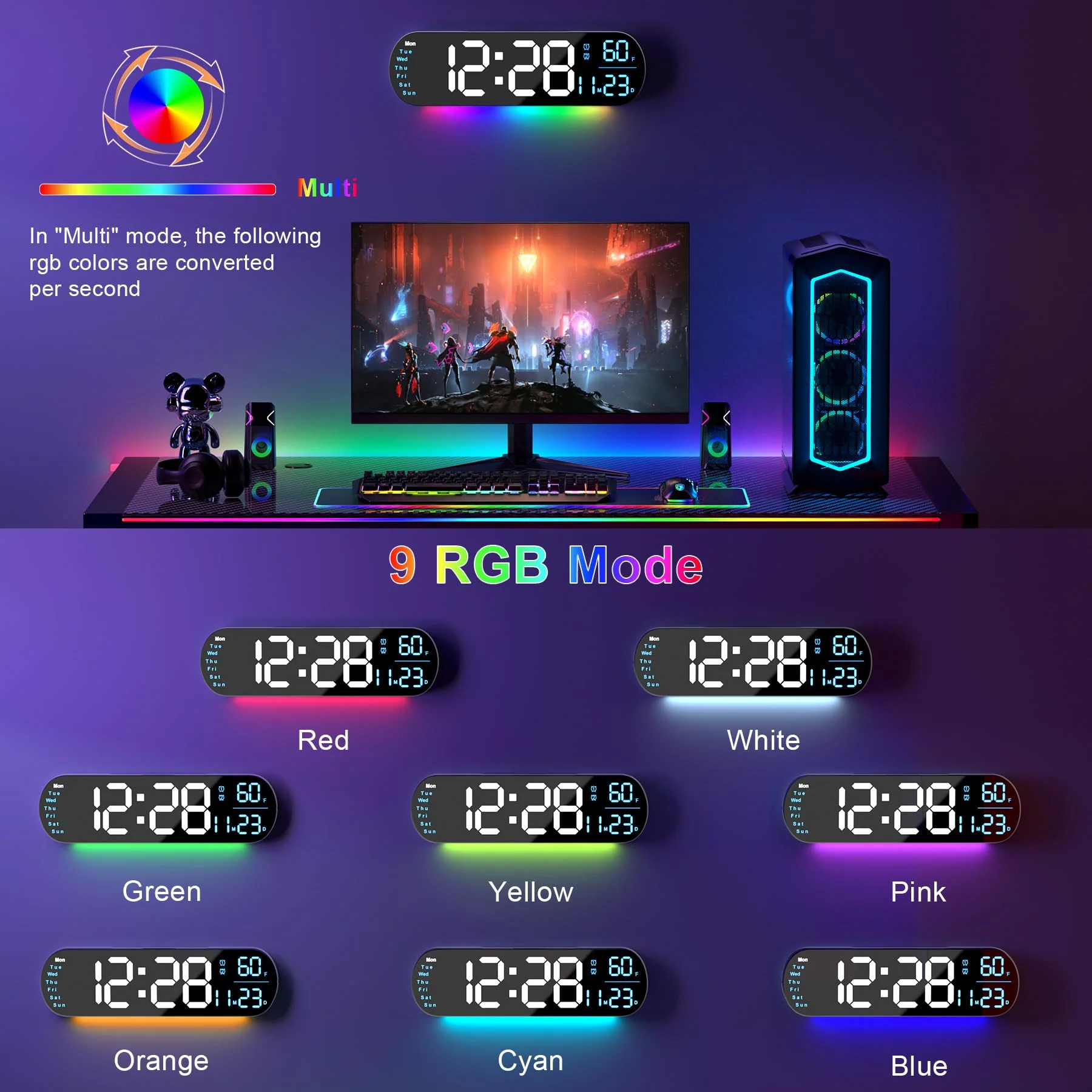 Saker Multi Functional LED Display Clock - Image 3