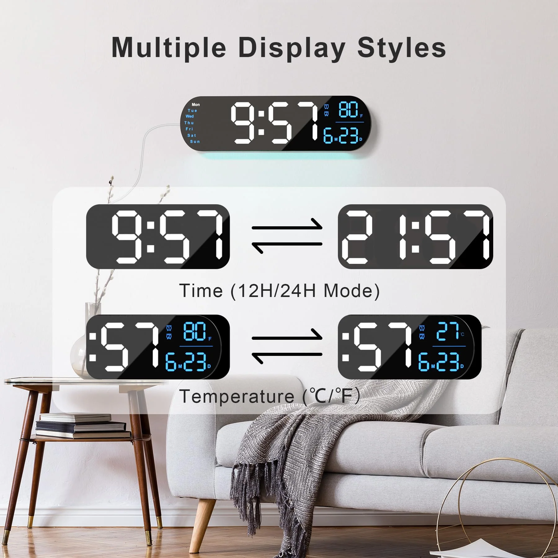 Saker Multi Functional LED Display Clock - Image 7