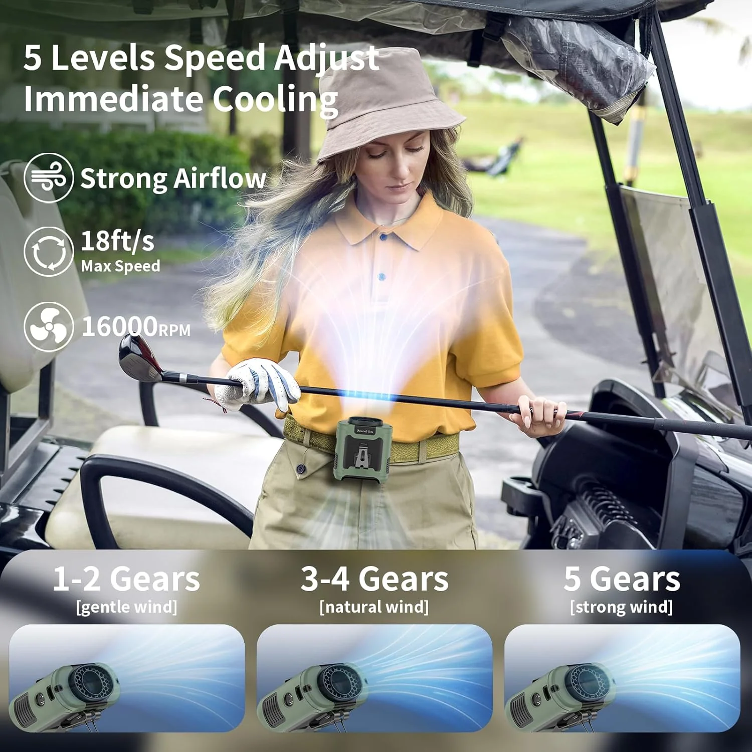 Saker Portable Waist Fan 10000mAh Up to 40H Cooling For Outdoor - Image 5