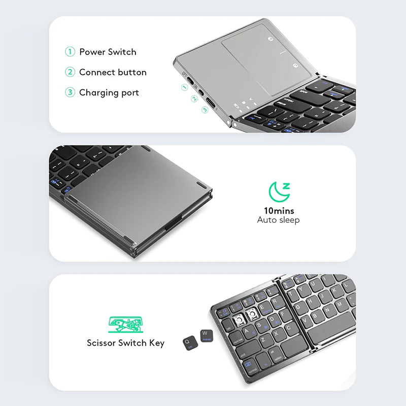 Saker wireless Bluetooth Keyboard with Touchpad - Image 3