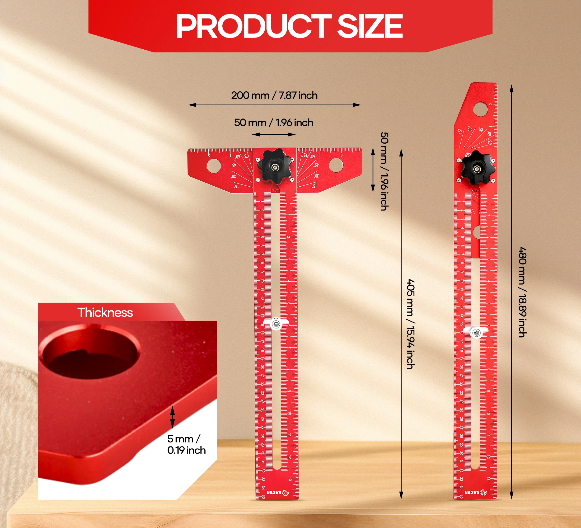 SAKER® Woodworking Scriber Marking Line Ruler - Image 5