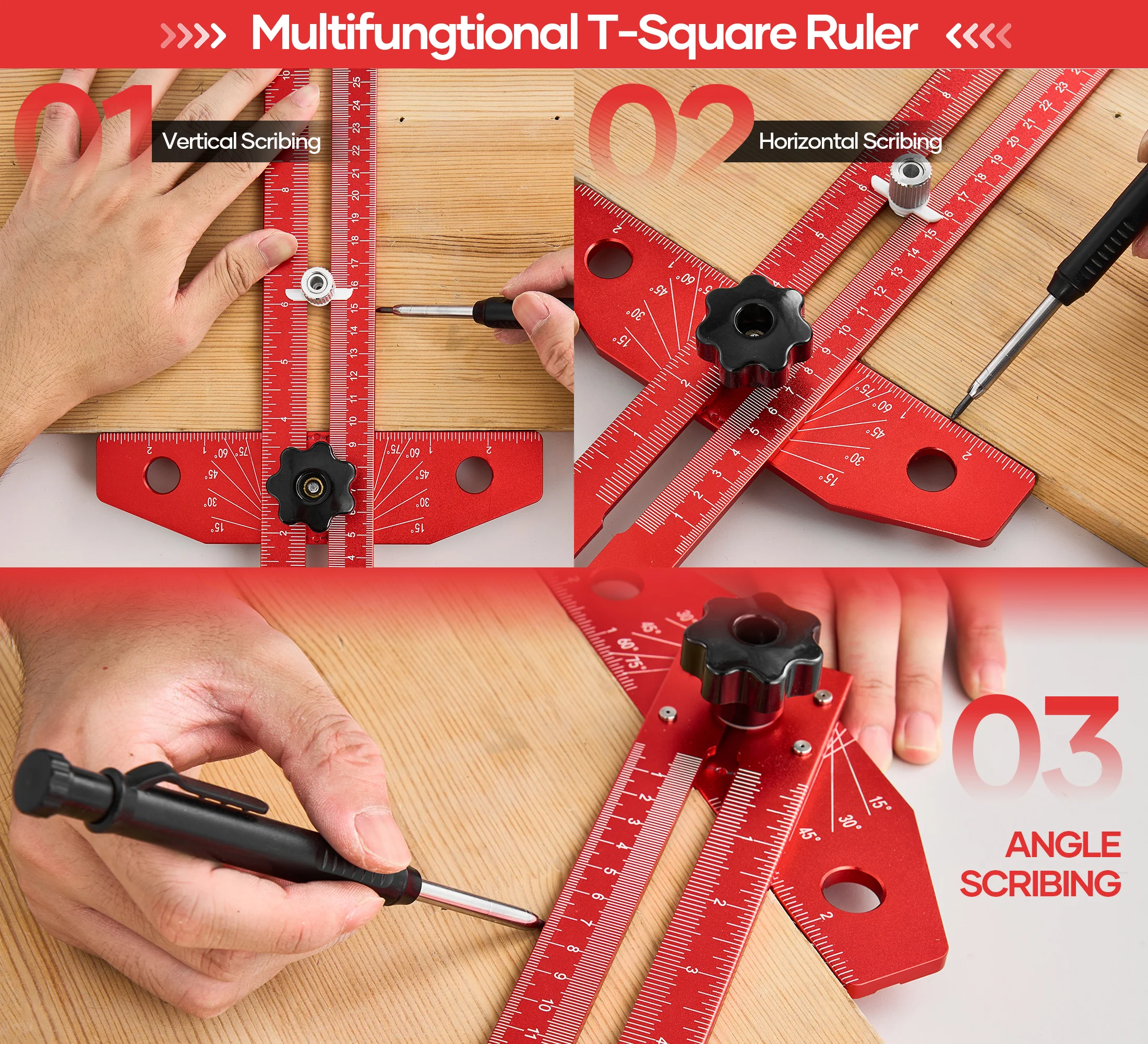 SAKER® Woodworking Scriber Marking Line Ruler - Image 6