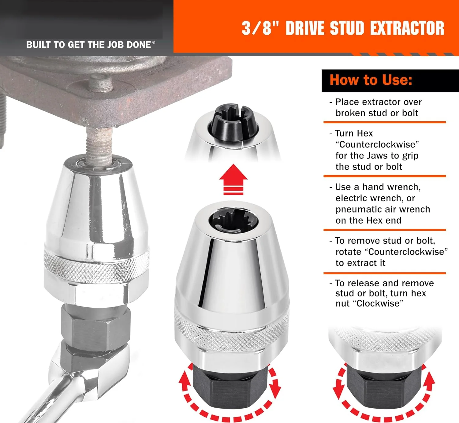 Sakerplus® 3/8 Drive Damaged Bolt Extractor - Image 4