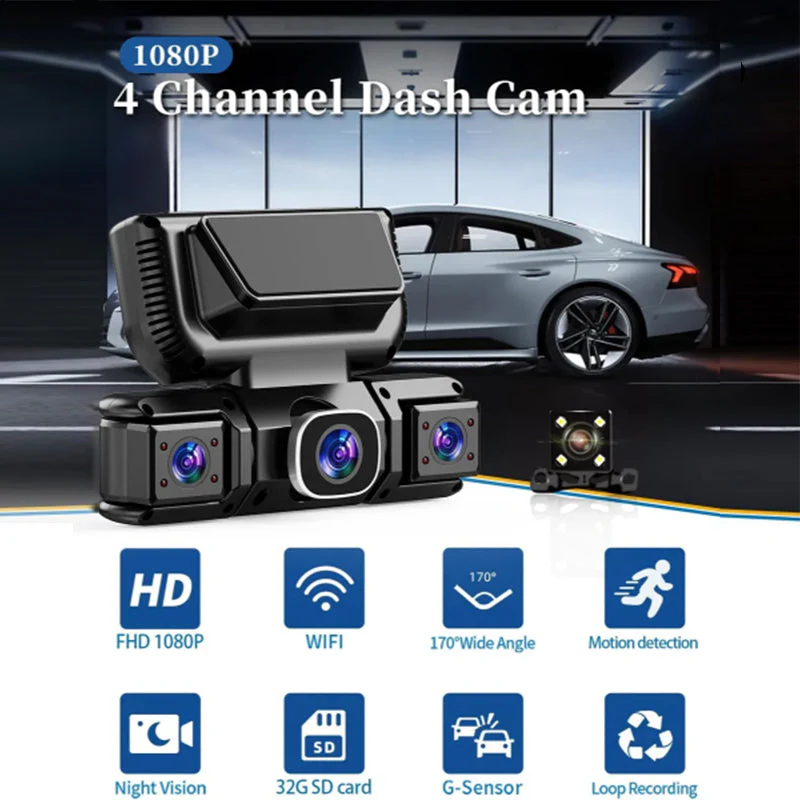 Sakerplus® 4 Channel Dash Cam Front Rear - Image 4