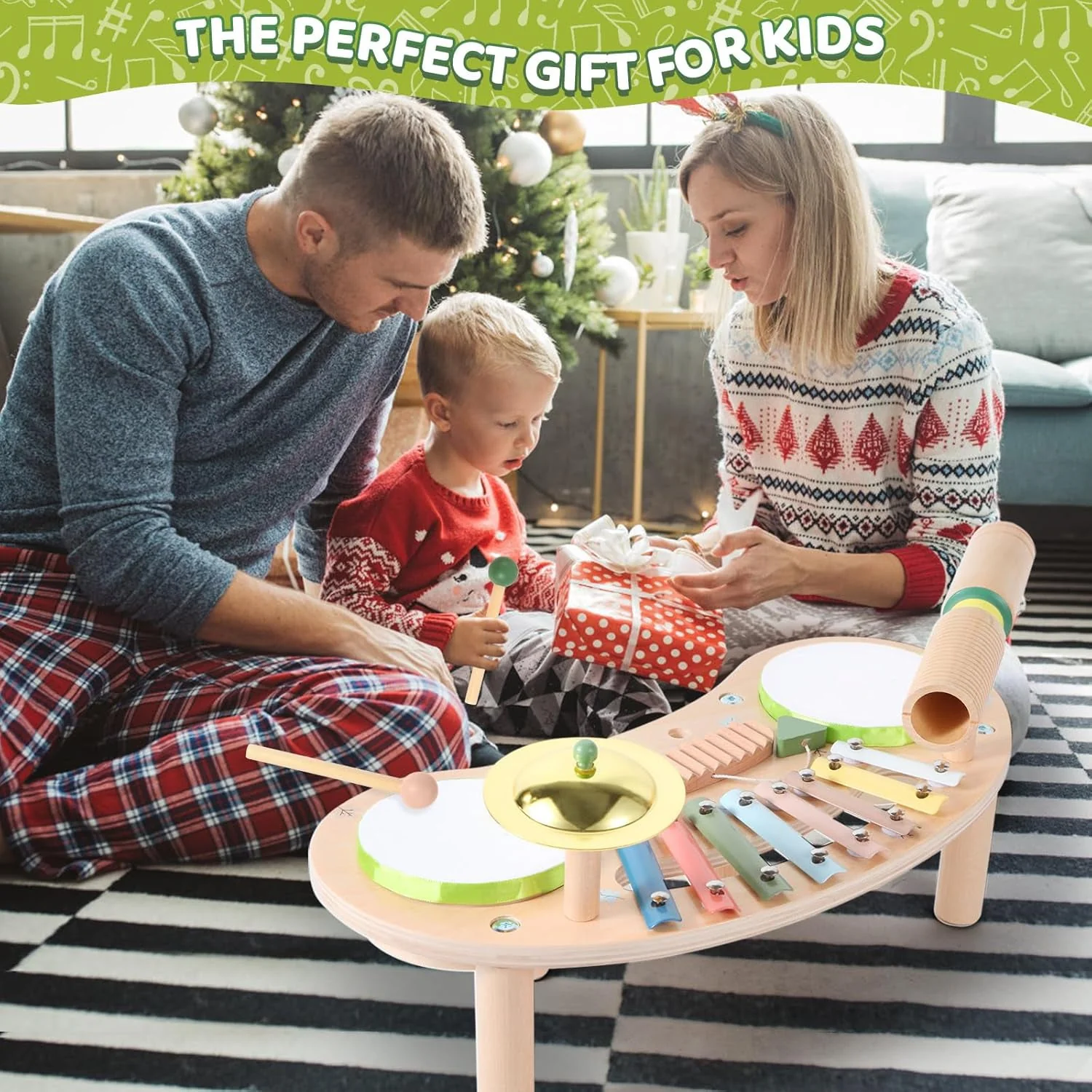 SakerplusĀ® 7 In 1 Wooden Kids Drum Set - Image 7