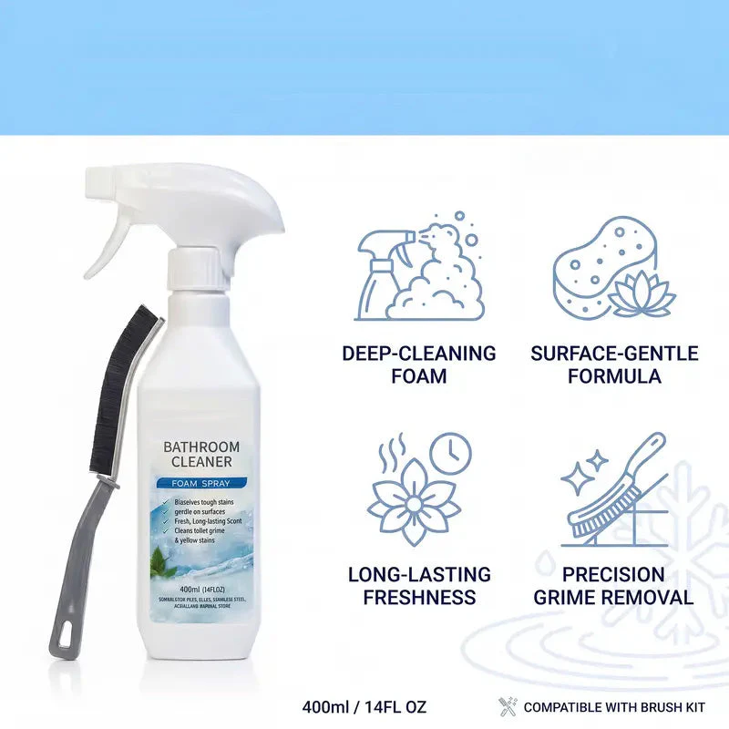 Sakerplus® Bathroom Foam Cleaner With Brush - Image 9