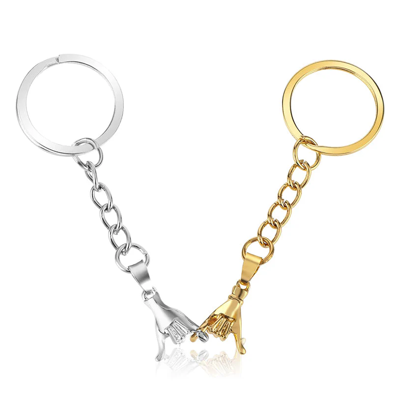 SakerplusĀ® Couples Hand In Hand Keychain Set