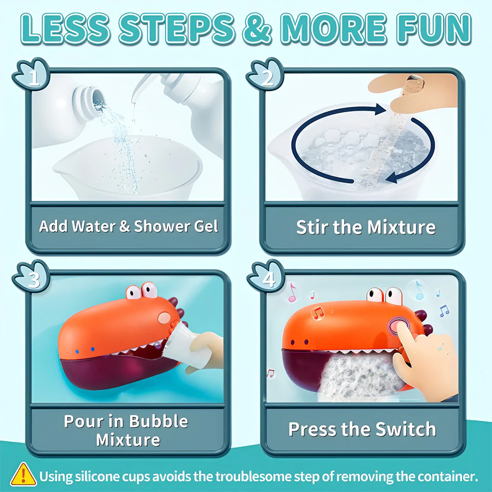 Sakerplus® Dinosaur Bath Bubble Machine Toy - Image 3