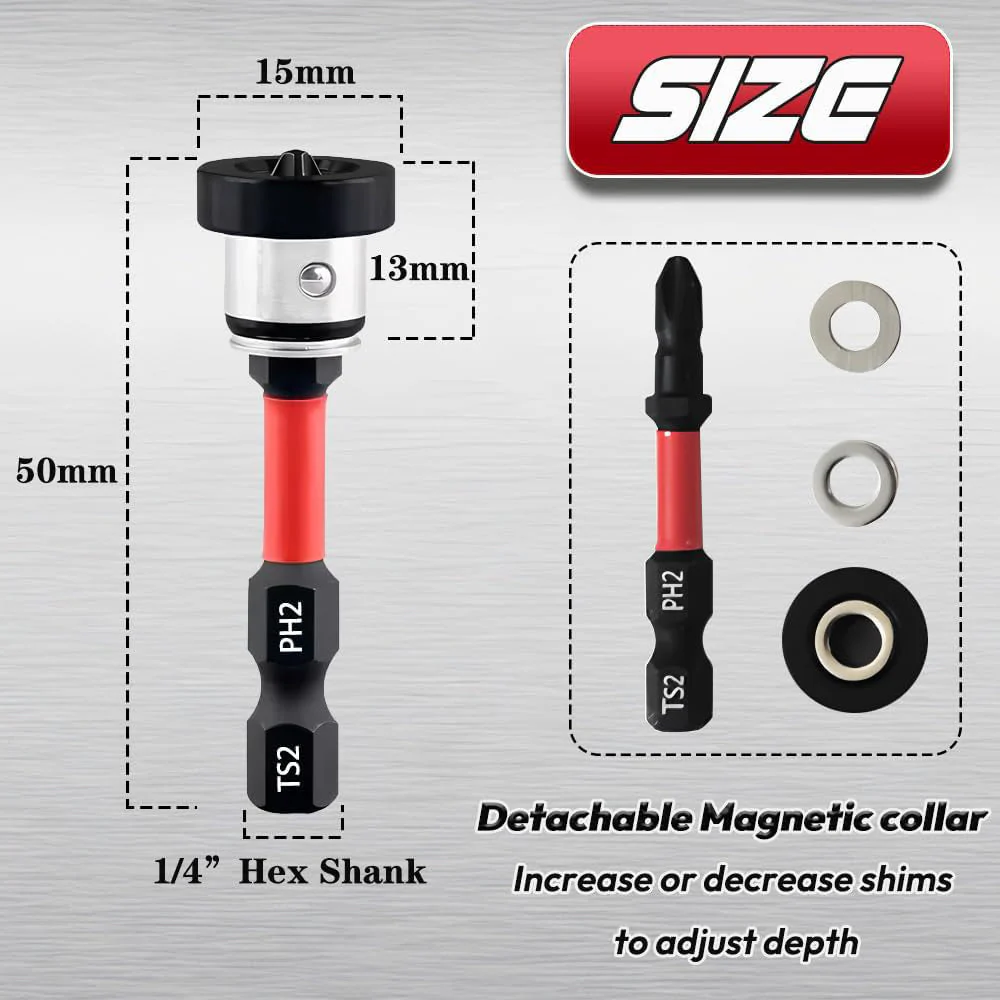 Sakerplus® Drywall Screw Setter Magnetic PH2 Bits - Image 6