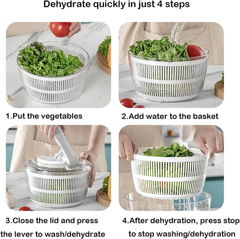 Sakerplus® Effortless Salad Spinner With Colander - Image 6