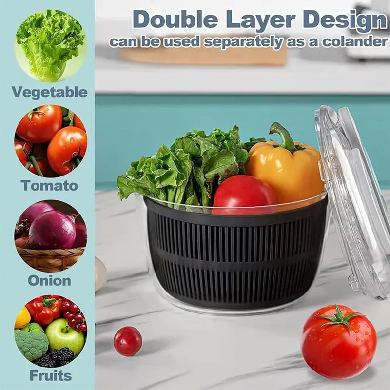 Sakerplus® Effortless Salad Spinner With Colander - Image 8