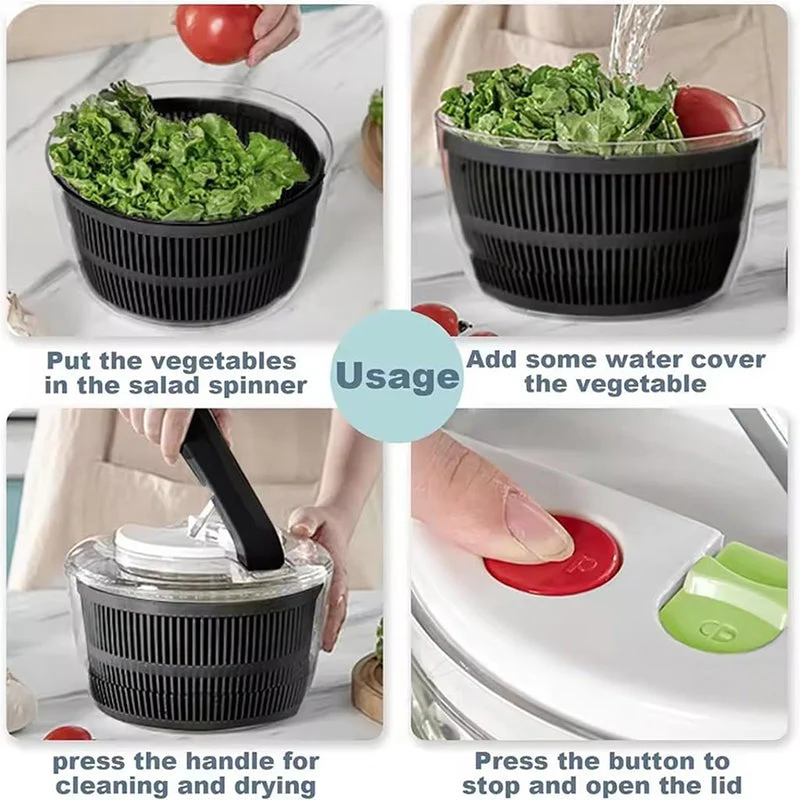 Sakerplus® Effortless Salad Spinner With Colander - Image 9