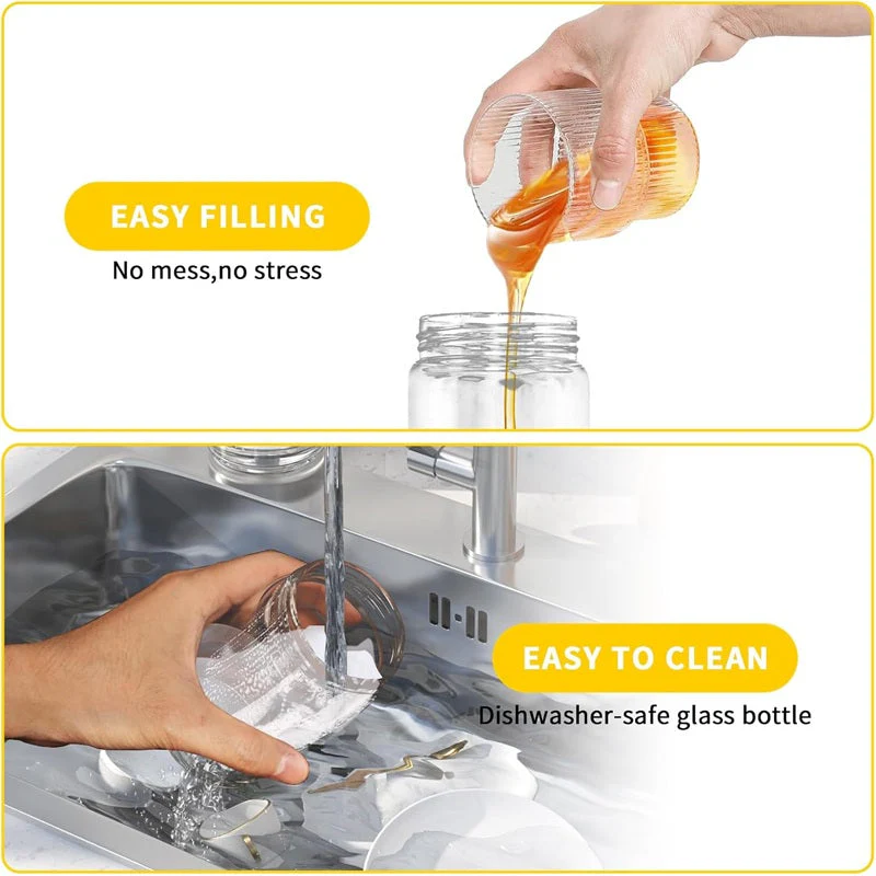 SakerplusĀ® Glass Honey Syrup Dispenser Jar - Image 4