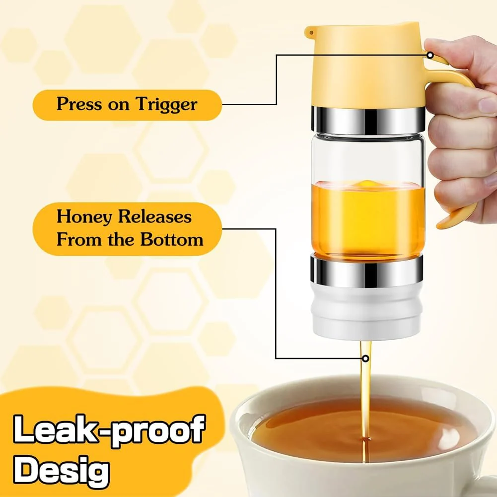 SakerplusĀ® Glass Honey Syrup Dispenser Jar - Image 7