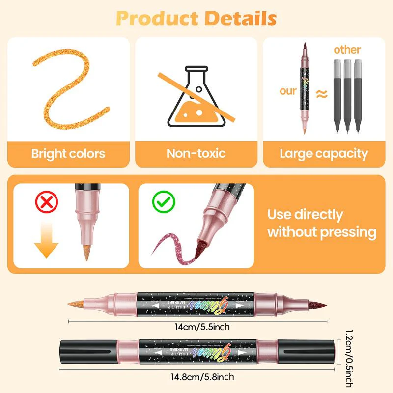 Sakerplus® Glitter Markers Dual Tip Set - Image 2