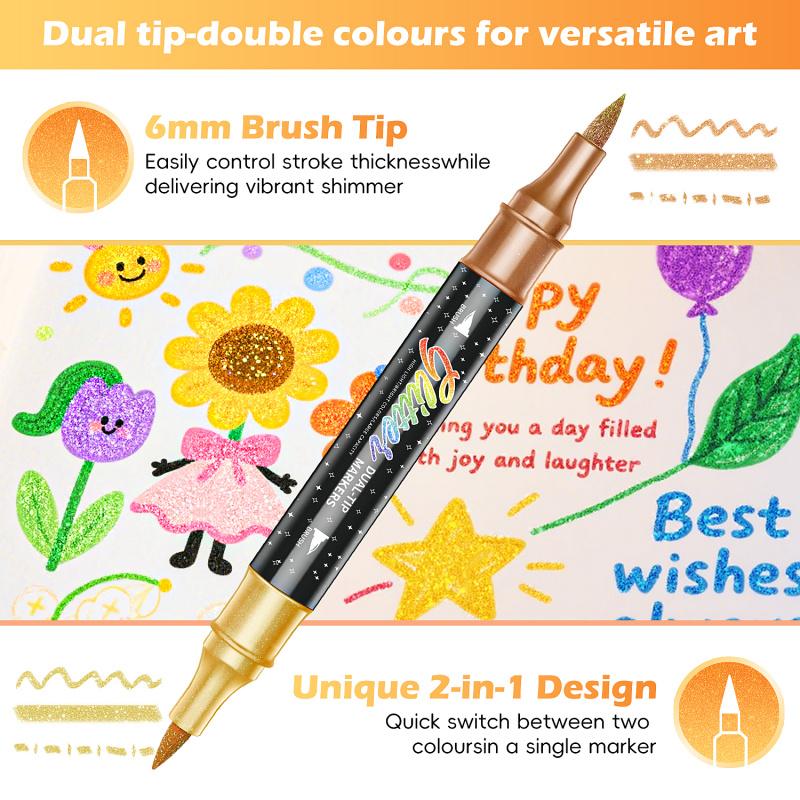 Sakerplus® Glitter Markers Dual Tip Set - Image 3