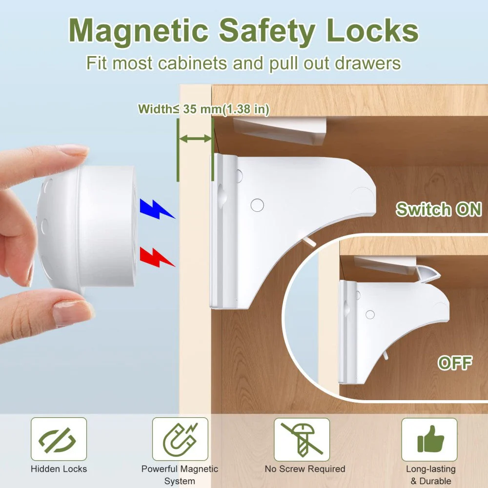 SakerplusĀ® Magnetic Child Safety Cabinet Locks Set - Image 7